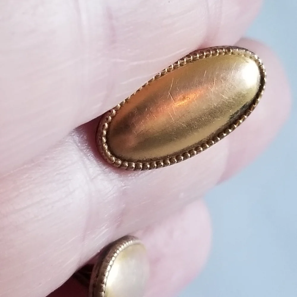 Antique cufflinks by W.G. Clark & Co gold tone Edwardian bean back WGC